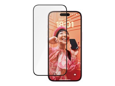 PanzerGlass Ceramic Protection - Ochrana obrazovky pro mobilní telefon - ultraširoký střih s EasyAligner - sklo - barva rámu černá - pro Apple iPhone 15
