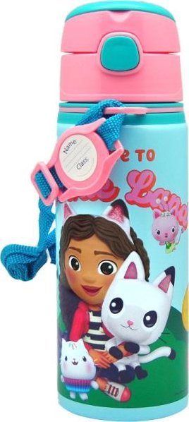 Kids Euroswan Hliníková láhev s uchem 600ml Cat House Gabi. Gabbyin domeček pro panenky GD00010 Dětská láhev na vodu Euroswan