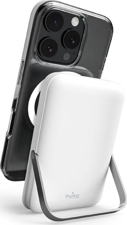 Puro Bezdrátová powerbanka 10000mAh MagSafe s hliníkovým stojanem - bílá