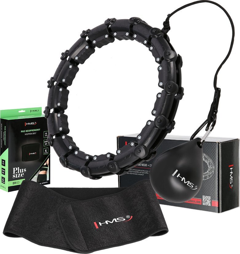 HMS Sada HHW11: Hula hoop se závažím a výstupky + zeštíhlující pás BR163 Plus Size