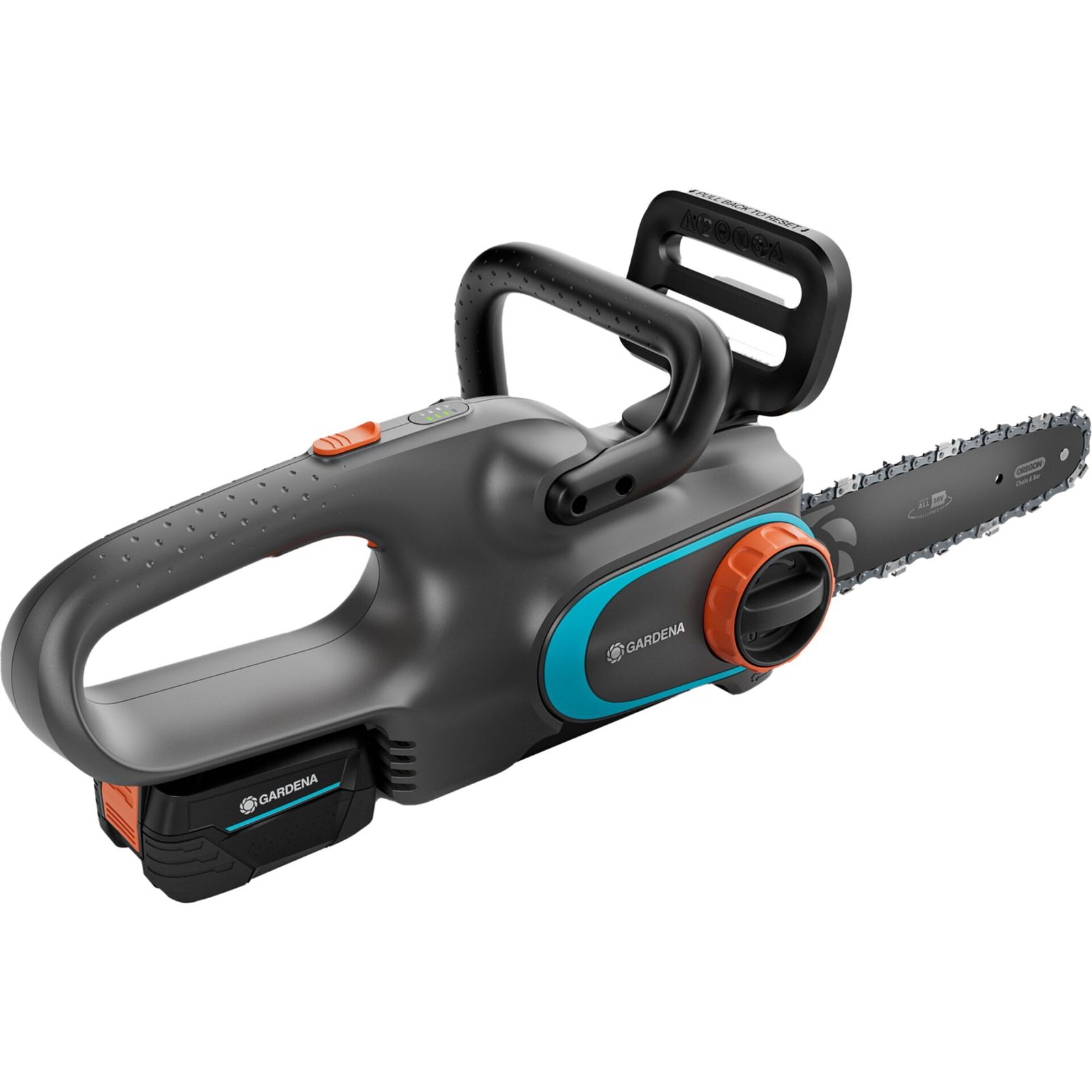 GARDENA akumulátorová řetězová pila PowerSaw 250/18V P4A sada připravená k použití, nůžky na tyče