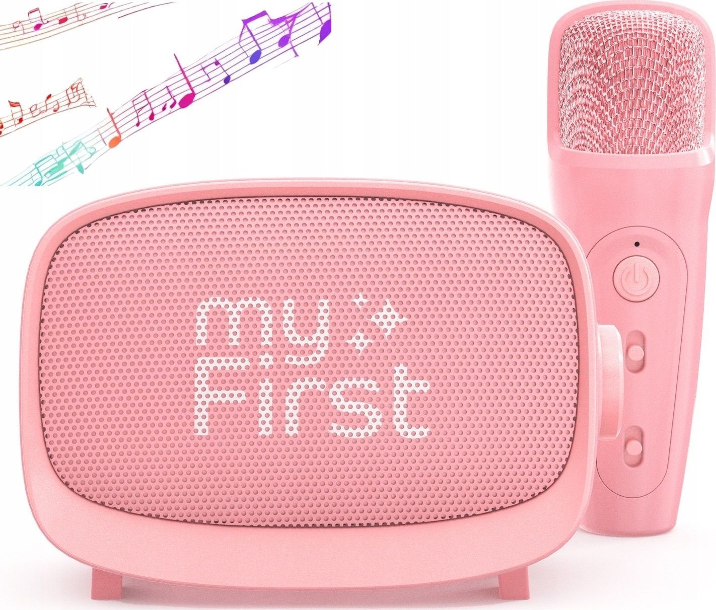Reproduktor Mikrofon 2v1 Karaoke Bluetooth Aux Microsd sada pro děti / Myfirst Voice 2 / Růžová