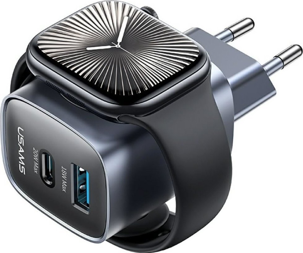 Usams Nabíječka do zásuvky CC293 T67 20W pro iWatch 1xUSB-C 1xUSB-A, matná