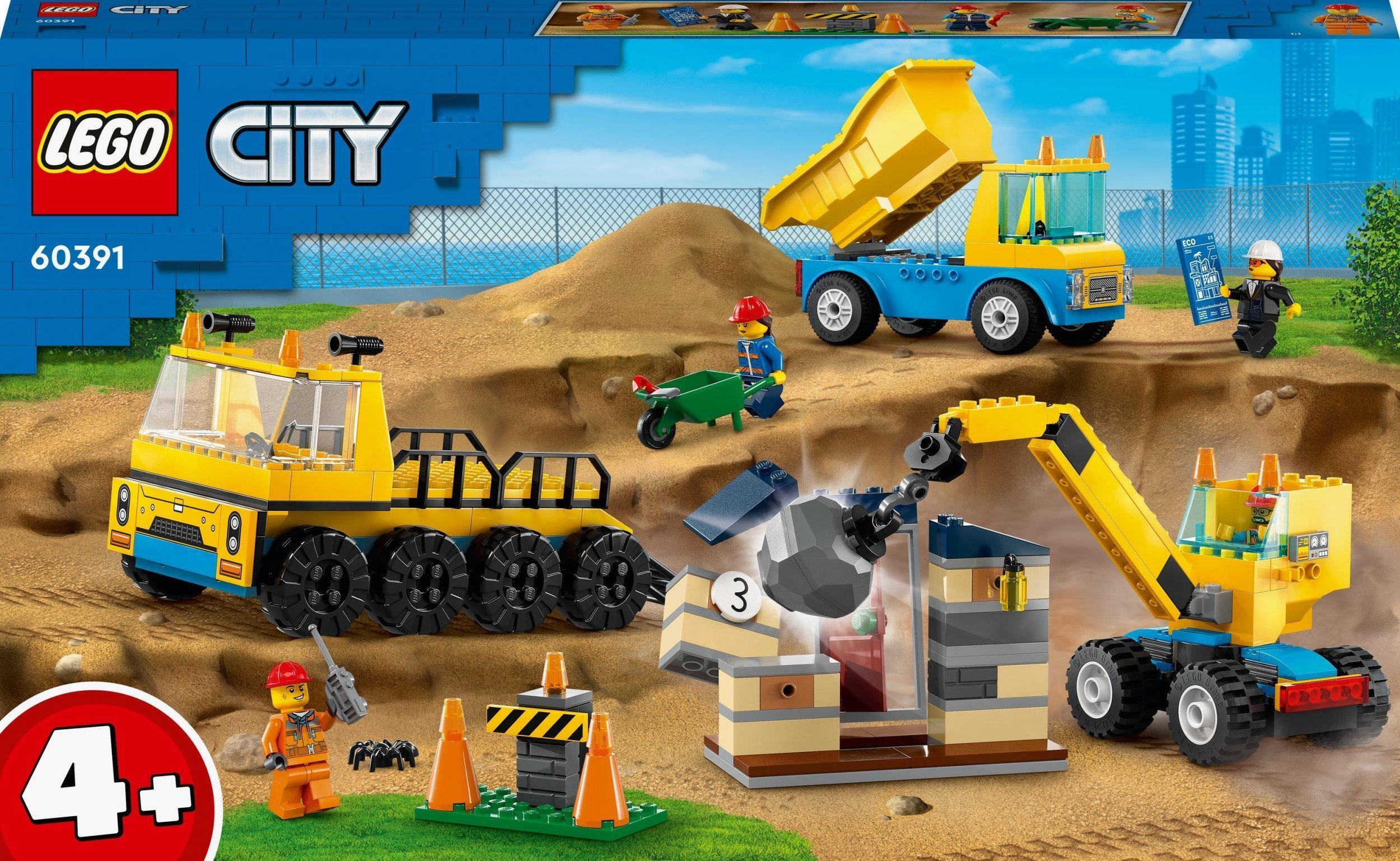 LEGO City Nákladní auta a jeřáb s demoliční koulí 3 dílky. (60391)