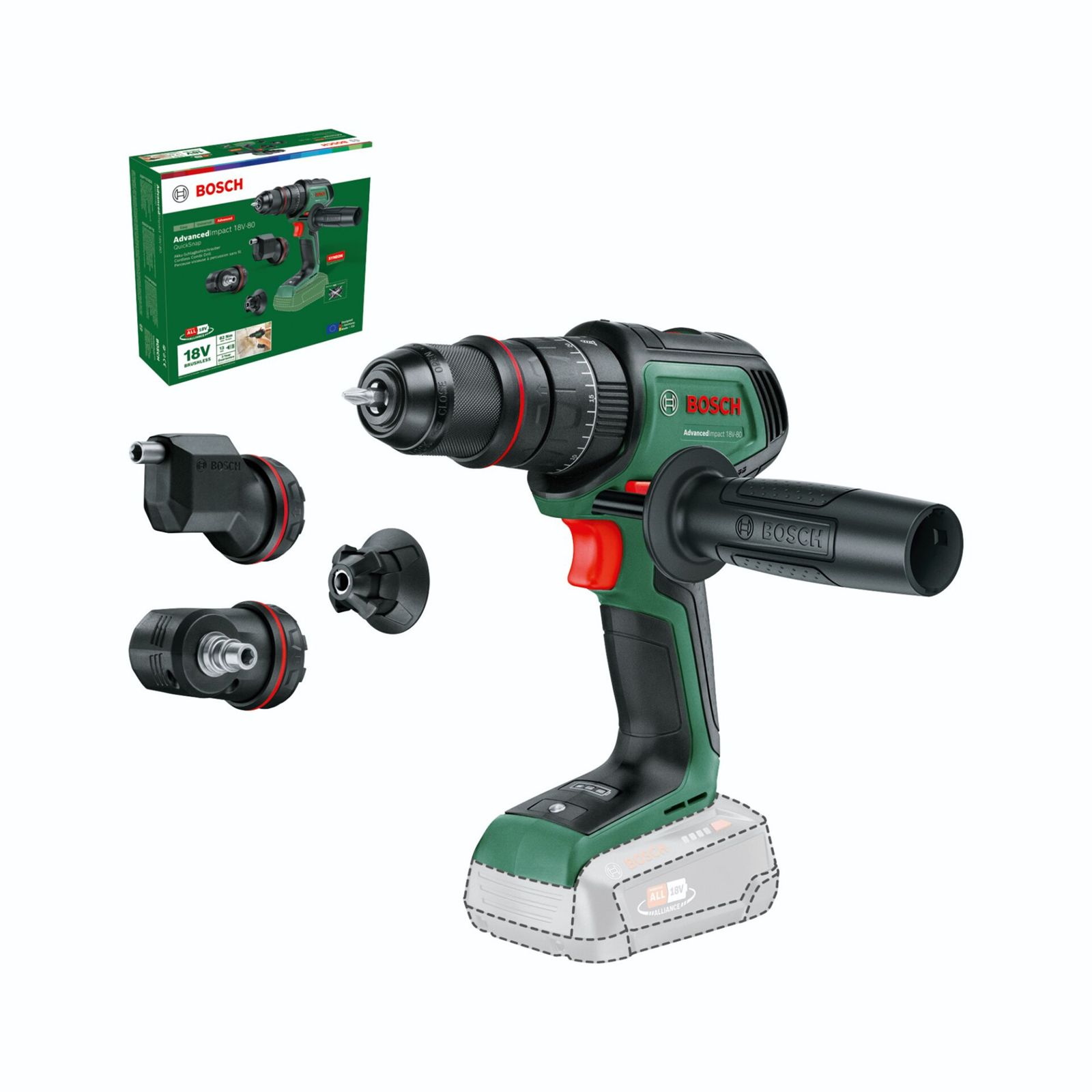 Bosch AdvancedImpact 18V-80 QuickSnap Solo Aku příklepová vrtačka