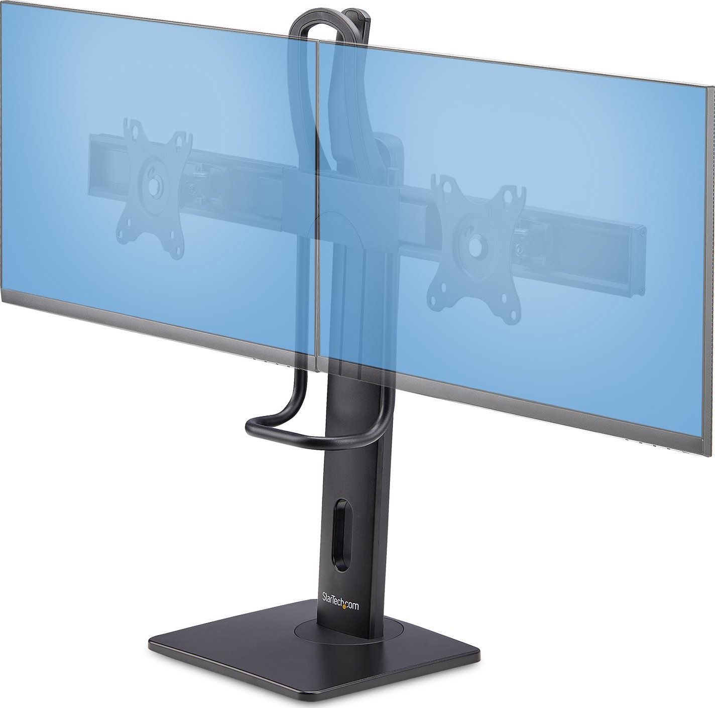 StarTech.com Crossbar Dual Monitor Desk Stand, Double 27inch Screens/VESA - Stojan - pro 2 monitory - plast, hliník, ocel - cerná - velikost obrazovky: 17 -27  - stolní stojan