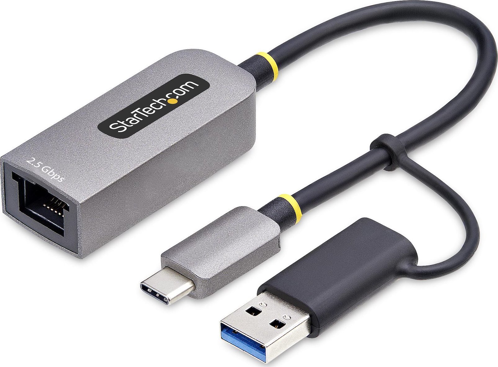 StarTech.com 2.5GbE USB-C to Ethernet Adapter with USB-A Converter - Sítový adaptér - USB-C 3.2 Gen 1 / Thunderbolt 3 - 10M/100M/1G/2.5 Gigabit Ethernet - šedá space gray