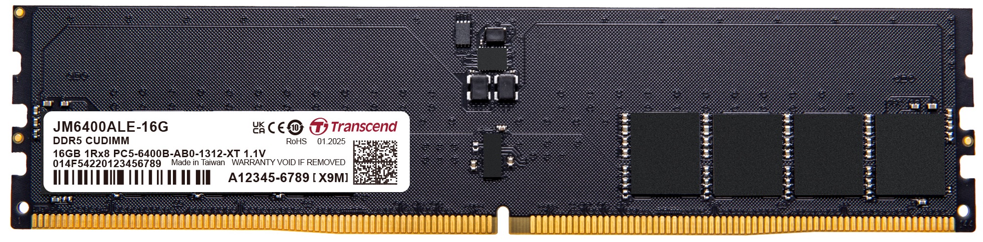 Transcend paměť 16GB JM DDR5 6400 CU-DIMM 1Rx8 2Gx8 CL52 1.1V