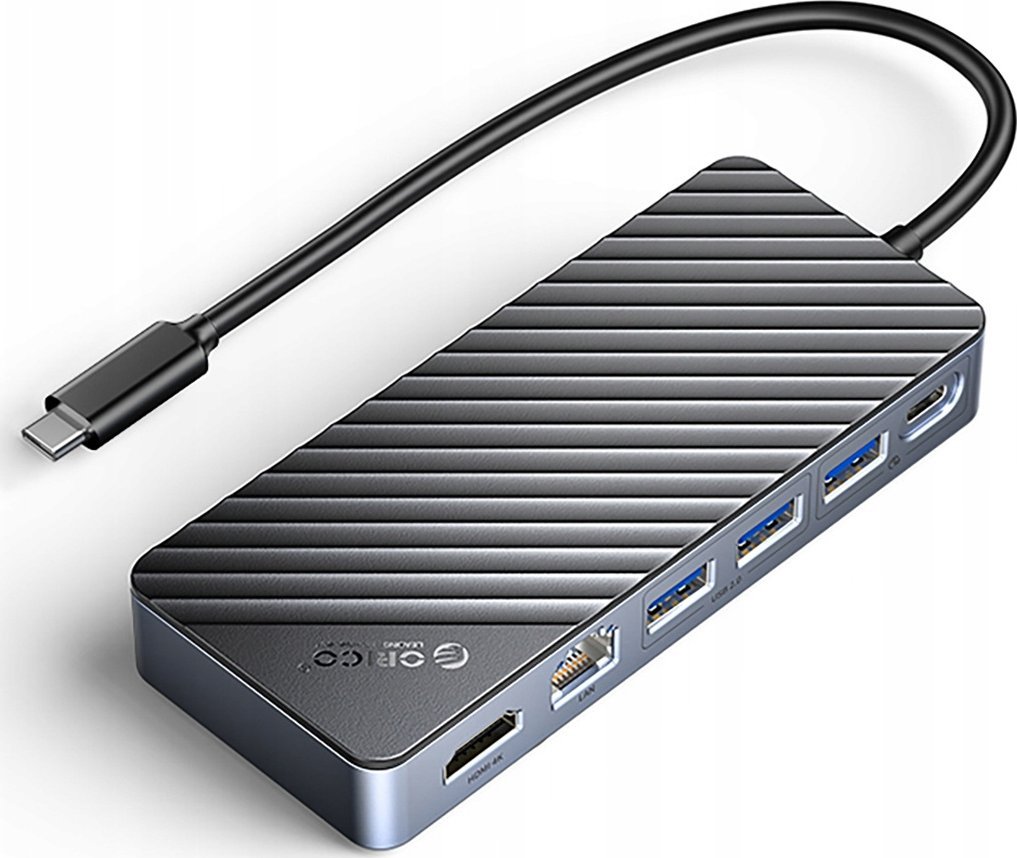 M.2 Disk Bay s HUB 8v1 vstup: USB-C / výstup: 1x USB-A 3.2 + 1x 1x USB-C 3.2 + 2x USB-A 2.0 + 1x HDMI + 1x Ethernet - černá