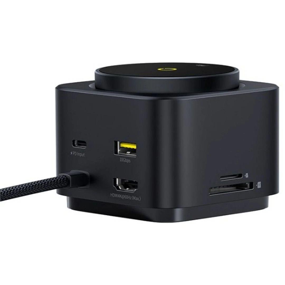 Dokovací stanice 7v1 Baseus MagPro 100W/15W Qi2, 2xUSB-C, 2xUSB, 1xHDMI, SD/microSD slot černá