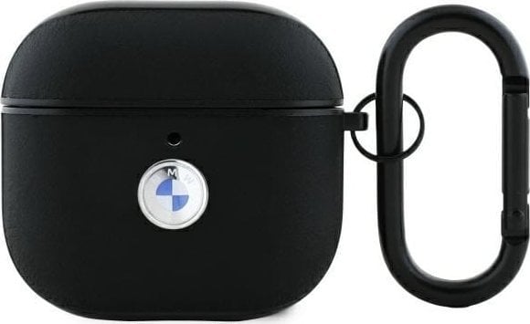 BMW Kryt BMA4SSLBK AirPods 4 černý/černý, originální kůže, stříbrné logo