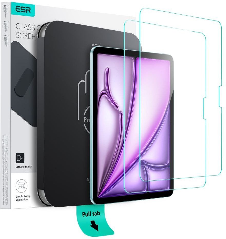 ESR ULTRAFIT TVRZENÉ SKLO 2 BALENÍ PRO IPAD AIR 11” 6 / 7 / 2024-2025 ČIŘÉ