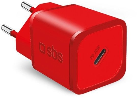 SBS Mobile SBS TETRGAN1C20R 20W GaN nástěnná nabíječka s Power Delivery - červená