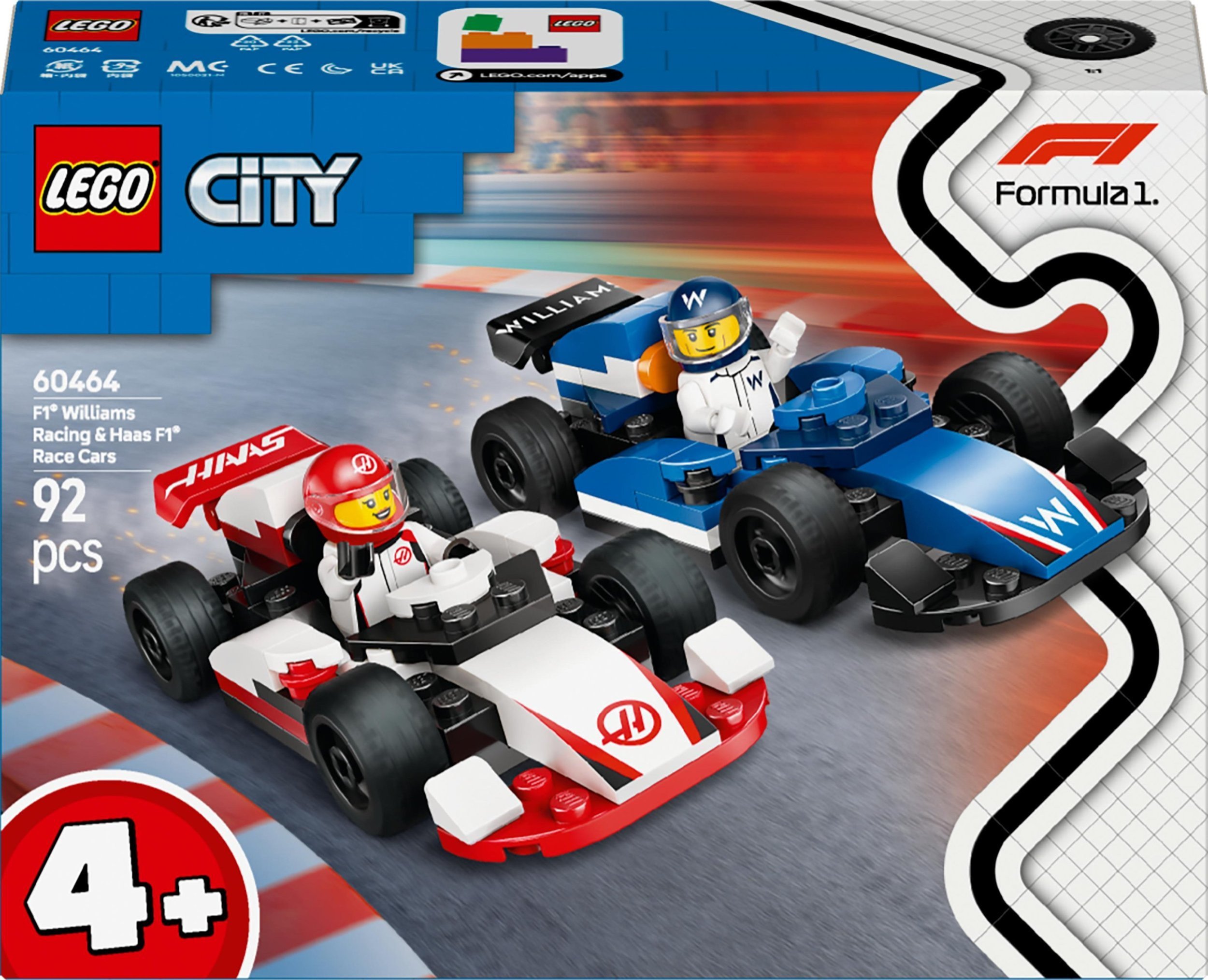 LEGO City F1® Williams Racing a Haas F1® auta 4 ks. (60464)