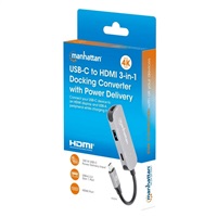 MANHATTAN Dokovací stanice USB-C na HDMI, USB-C PD 100W, USB-A, šedá