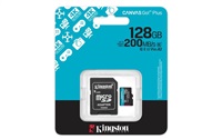 Kingston MicroSDXC karta 128GB Canvas Go! Plus, R:200/W:160MB/s, Class 10, UHS-I, U3, V30, A2 + Adaptér