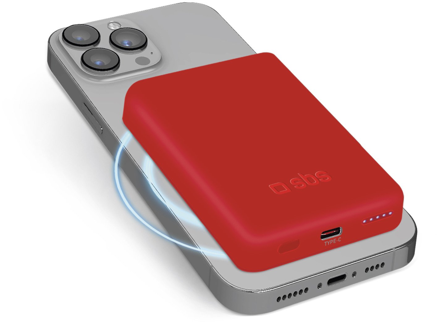 SBS TEBB5000MAG1CR Power Bank Lithium Polymer (LiPo) 5000 mAh bezdrátové nabíjení červená