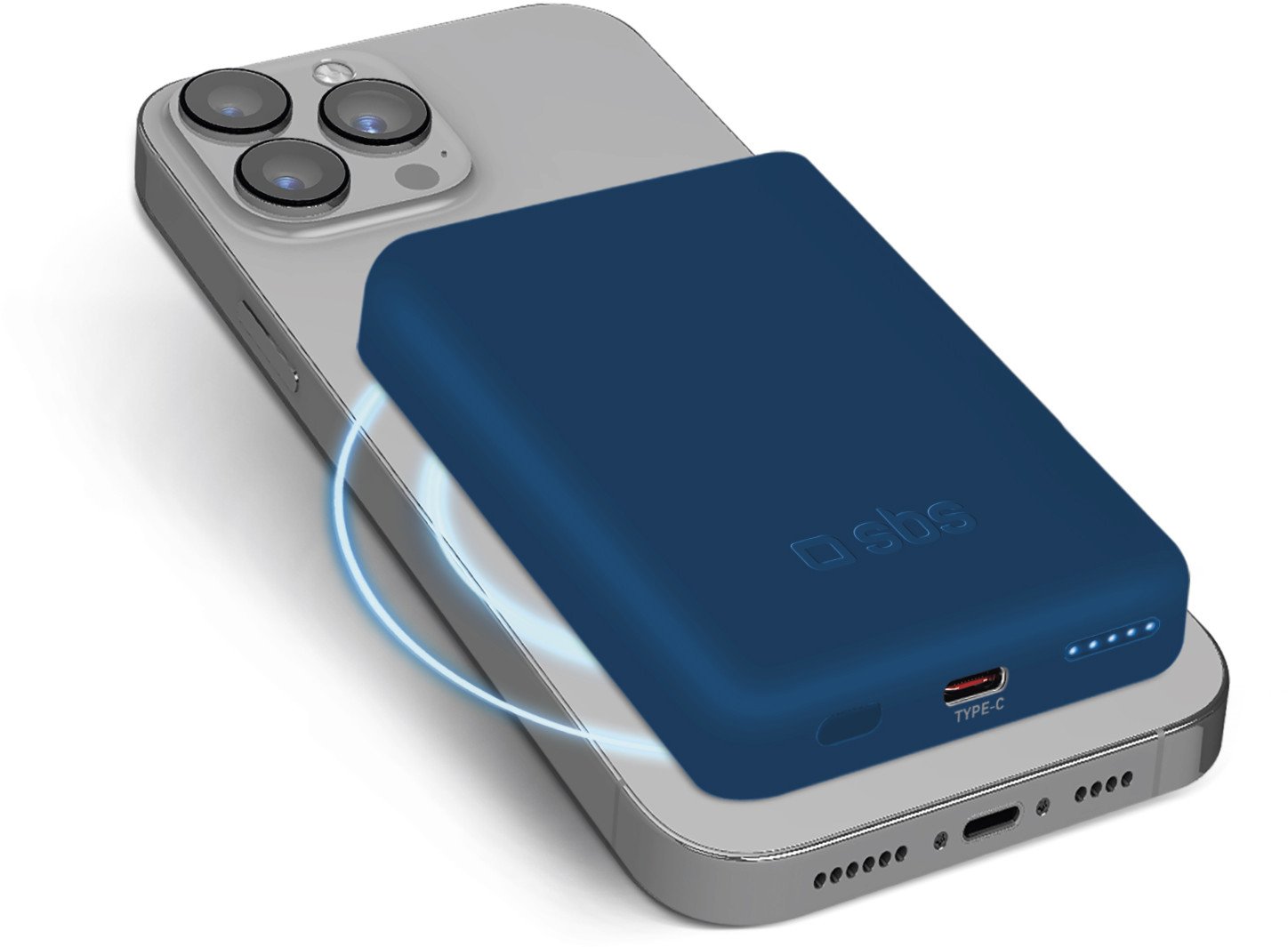 SBS TEBB5000MAG1CB Power Bank 5000mAh bezdrátové nabíjení modrá