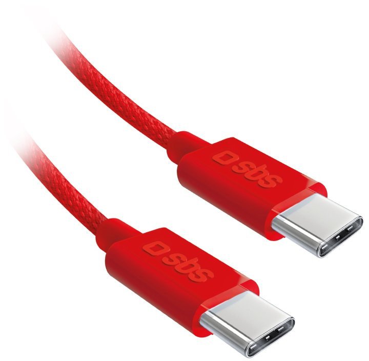 SBS Mobile SBS TECABLETISSUETCCR USB-C - USB-C 1,5m 60W opletený kabel - červený