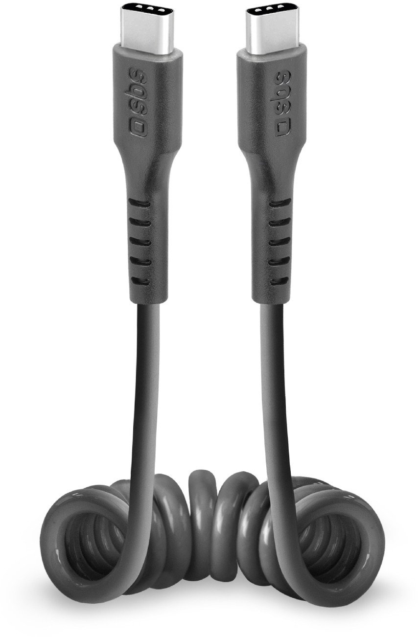 SBS Mobile SBS TECABLETYPCSKS spirálový kabel USB-C - USB-C 0,5 m - černý