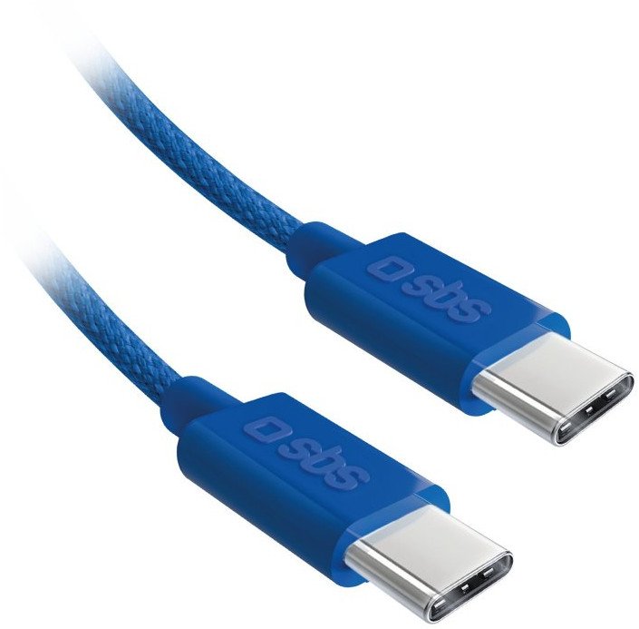 SBS Mobile SBS TECABLETISSUETCCB USB-C - USB-C 1,5m 60W opletený kabel - modrý