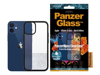 PanzerGlass ClearCase - Black Edition - zadní kryt pro mobilní telefon - tvrzené sklo, termoplastický polyuretan (TPU) - černá, průsvitná - pro Apple iPhone 12 mini