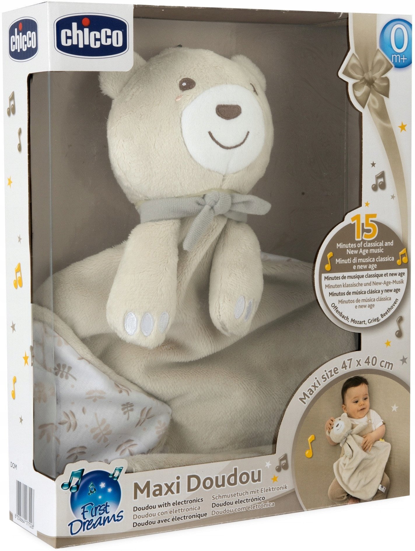 Chicco Plyšový medvěd s dekou 47x40 MAXI DOUDOU béžový