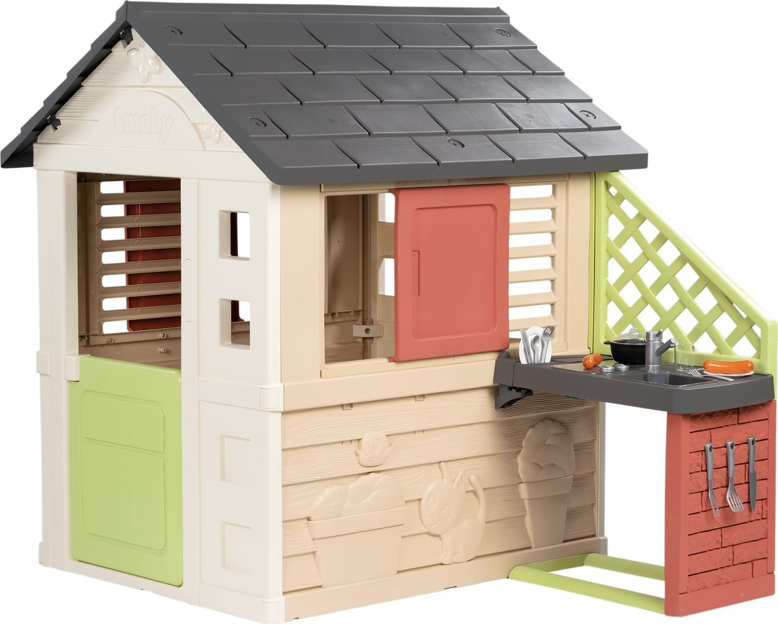 Smoby Dětský domeček Nature + 17 doplňků