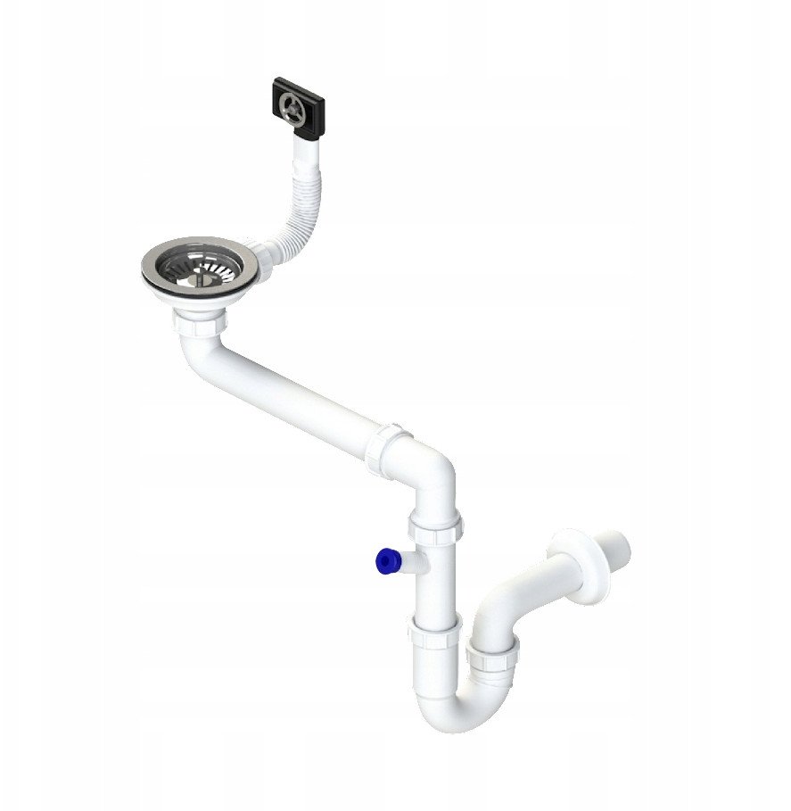 Tycner Sifon dřezu Instadrain fi 90 mm trubkový, 1komorový, prostorově úsporný, s vývodem pro pračku/myčku 2656