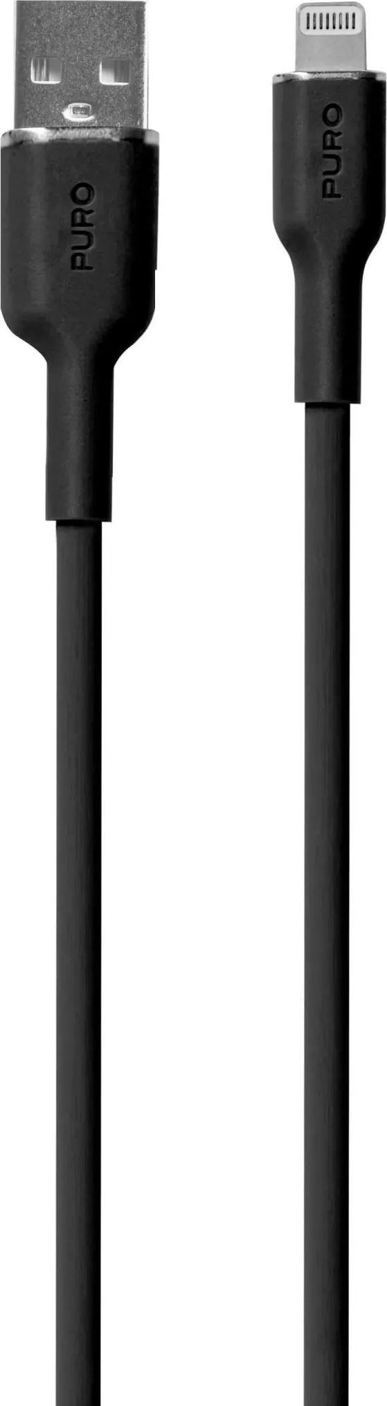 Puro USB kabel PURO ICON Soft Cable – USB-A na Lightning kabel s certifikací MFi 1,5 m (černý)