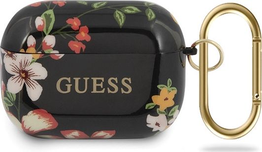 Guess Ochranný kryt GUACAPTPUBKFL04 N.4 Flower Collection pro AirPods Pro černý a červený
