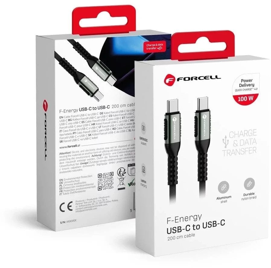 ForCell Kabel USB-C - USB-C 2 m, černý