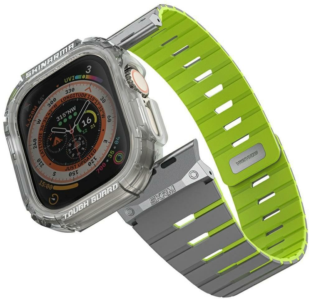 SKINARMA Řemínek + pouzdro Gemini pro Apple Watch 49mm, noční záře
