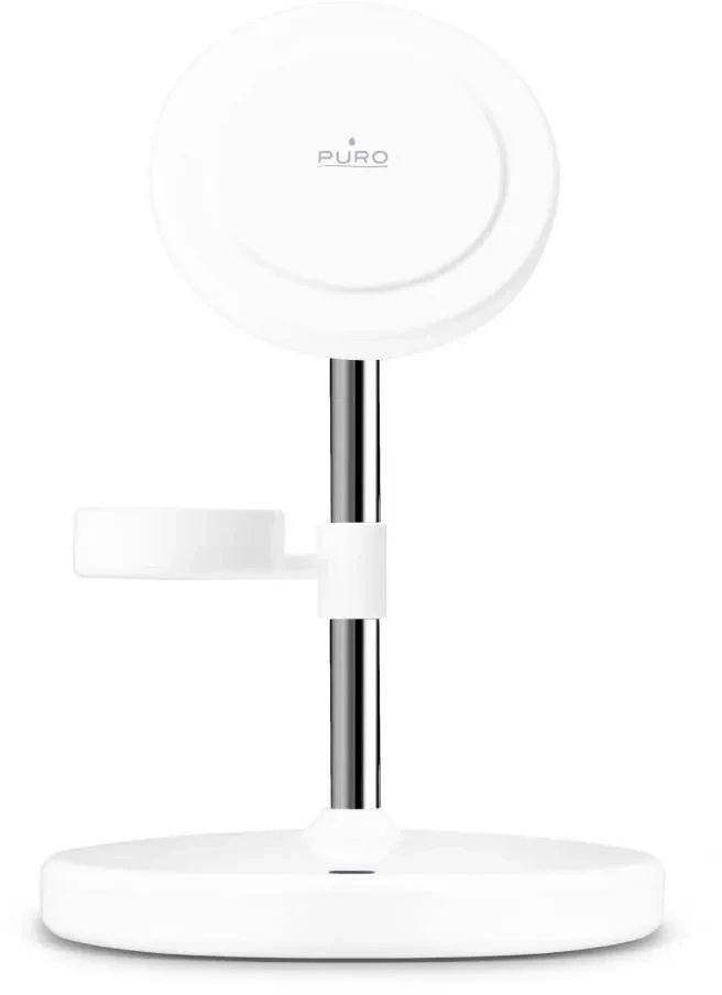 Puro Mag Station 3 v 1 indukční nabíječka se stojánkem - bílá