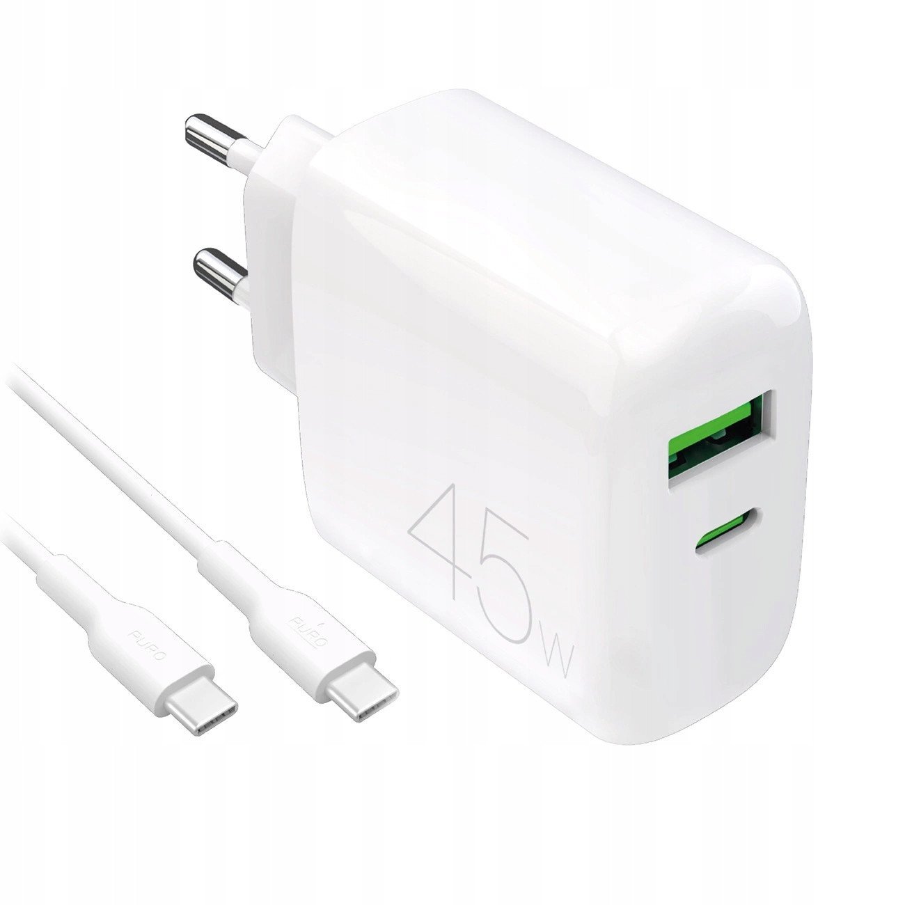 Puro Nabíječka Daily Prolite 45W USB-C USB-A s USB-C kabelem - bílá