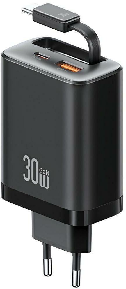 Usams Nabíječka Xiang řady CC296 30W do zásuvky 1x USB-C 1x USB-A + kabel USB-C černá