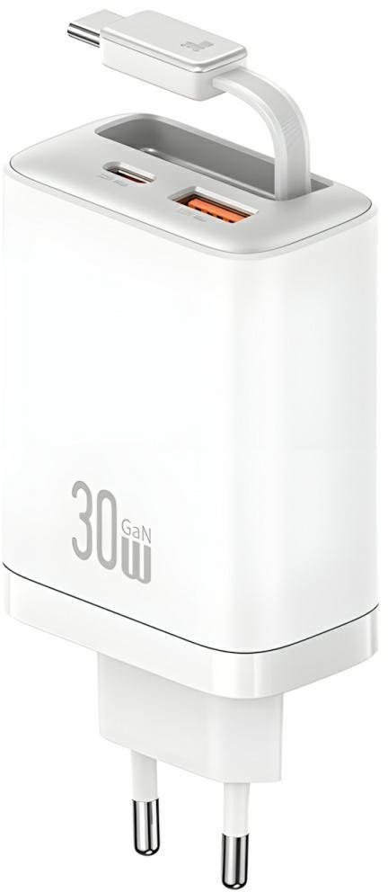 Usams Nabíječka Xiang řady CC296 30W do zásuvky 1x USB-C 1x USB-A + kabel USB-C bílá