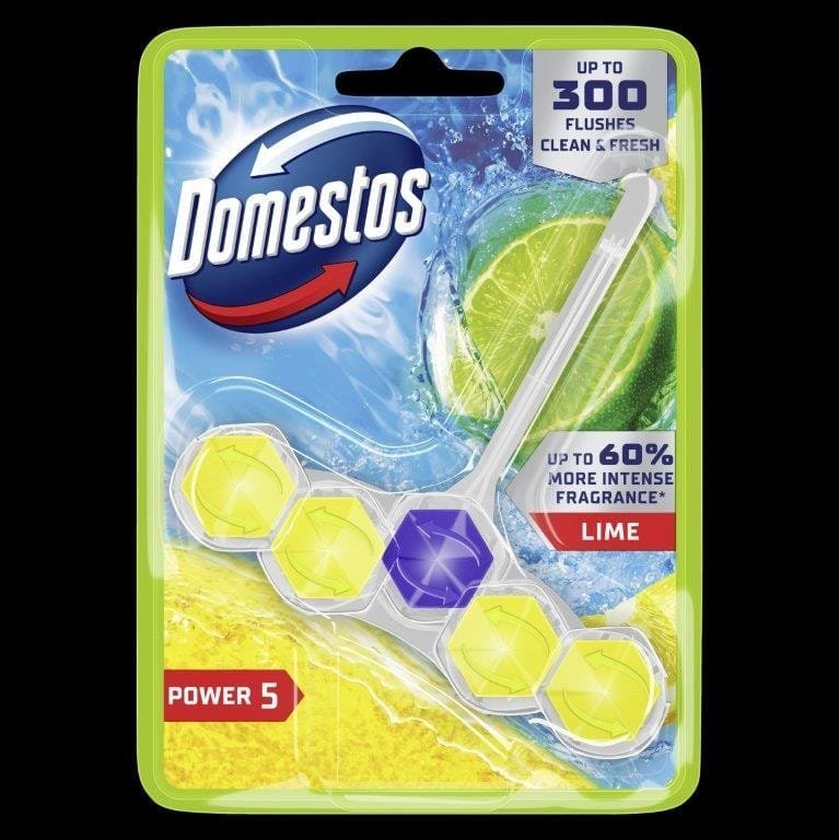 Domestos Power 5 Toilet Rim Block Lime 55g