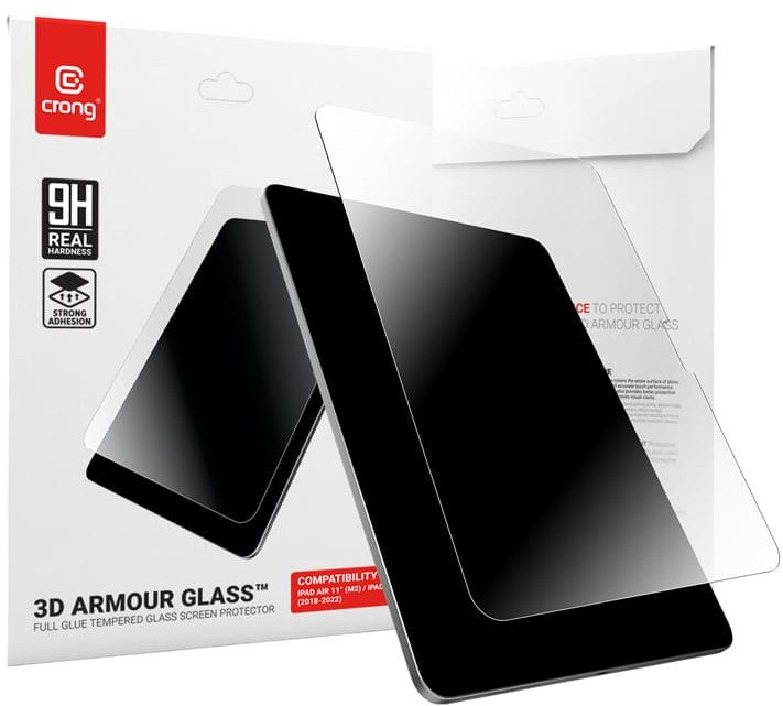 CRONG Tvrzené sklo 3D Armor Glass pro iPad Air 11 M3 2025, iPad Air 11 M2 2024, iPad Pro 11 2022–2018