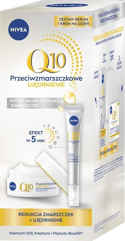 Nivea Dárková sada Q10 Zpevňující denní krém a sérum proti vráskám