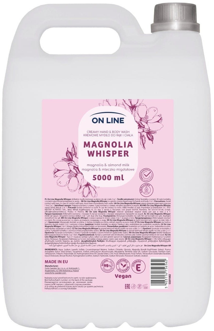 On Line ONLINE Krémové mýdlo na ruce a tělo Magnolie a mandlové mléko 5000 ml