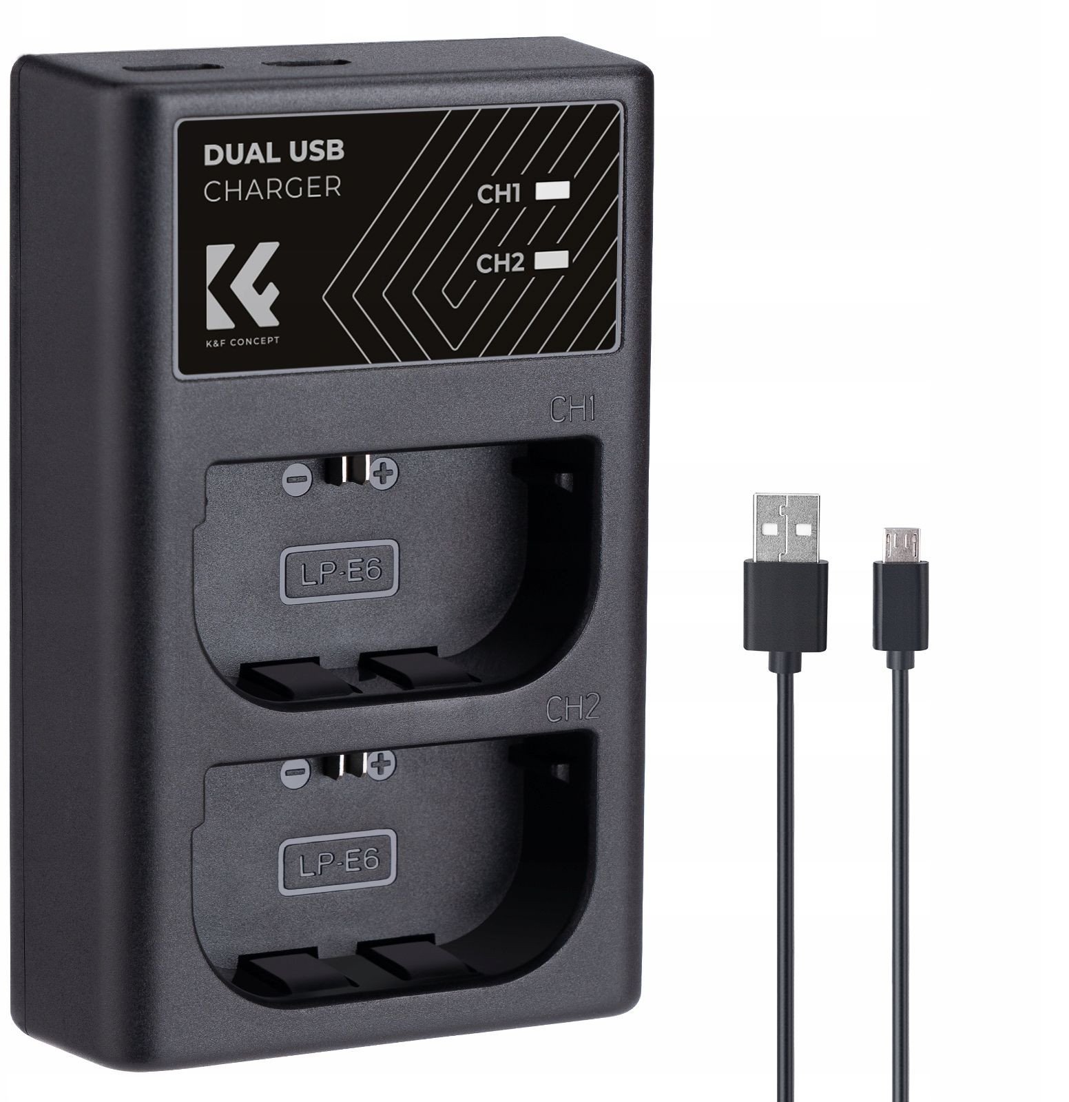 Kf Duální USB nabíječka pro LP-e6 N NH Canon Eos R5 R6 R 5d 90d 6d 7d 80d K&f / 8.0007