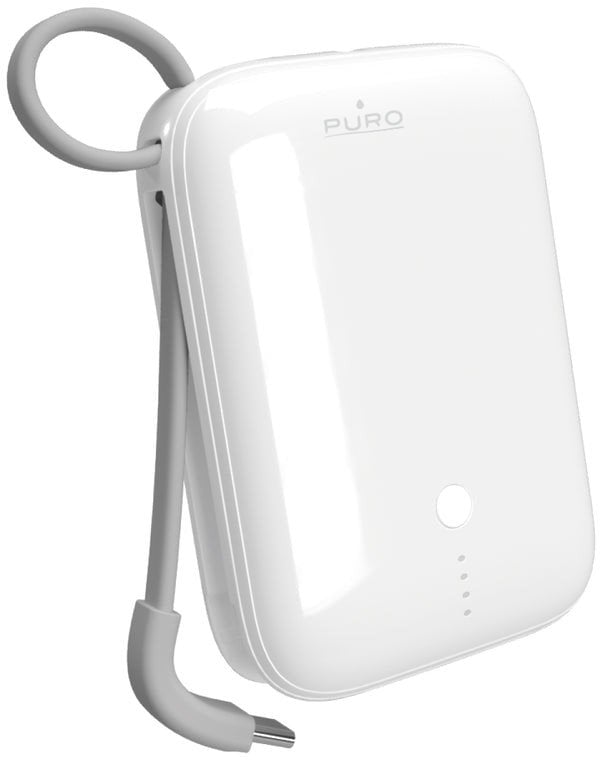 Puro Powerbanka Power Link 10 Plus 10 000 mAh s vestavěným kabelem USB-C – bílá