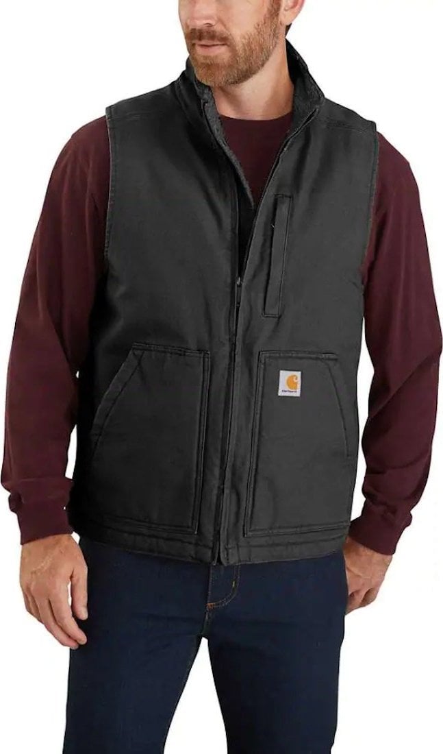 Carhartt Vesta Carhartt Washed Duck s podšívkou ze sherpa materiálu, černá