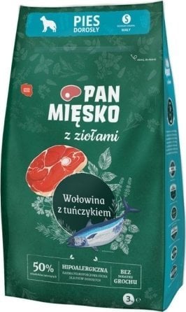 PAN MIĘSKO s bylinkami Hovězí s tuňákem S - sušená smetana pro psy - 3kg