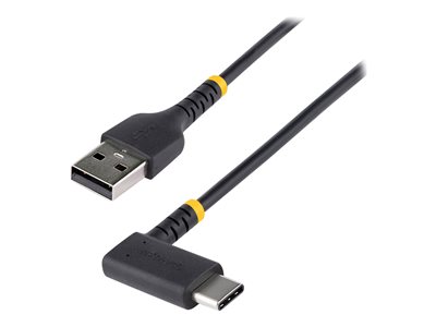 StarTech.com 1ft (30cm) USB A to C Charging Cable Right Angle, Heavy Duty Fast Charge USB-C Cable, USB 2.0 A to Type-C, Durable and Rugged Aramid Fiber, 3A, S20/iPad/Pixel - High Quality USB Charging