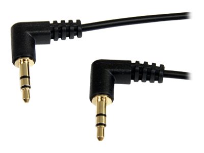 StarTech.com 1 ft. (0.3 m) Right Angle 3.5 mm Audio Cable - 3.5mm Slim Audio Cable - Right Angle - Male/Male - Aux Cable (MU1MMS2RA) - Audio kabel - mini-phone stereo 3.5 mm s piny (male) do mini-phon