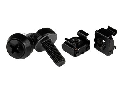 StarTech.com M6 Cage Nuts and Screws - 50 Pack - 12mm Rack Screws and Cage Nuts - Black (CABSCREWM6B) - Šrouby a matice pro regál - cerná - pro P/N: RACK-18U-20-WALL-OA, RACK-21U-20-WALL-OA, RACK-24U-