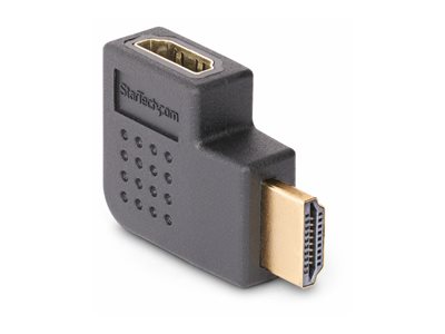 StarTech.com Right Angle HDMI 2.0 Adapter, 90-Degree HDMI Port Saver, M/F - High Speed - HDMI adaptér - HDMI s piny (male) do HDMI se zdírkami (female) pravoúhlý - cerná - podpora 4K60Hz, dvousmerný,