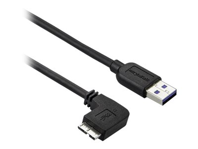 StarTech.com 0.5m 20in Slim Micro USB 3.0 Cable M/M - Left-Angle Micro-USB - USB 3.0 A to Micro B - Angled Micro USB - USB 3.1 Gen 1 5Gbps (USB3AU50CMLS) - Kabel USB - Micro-USB typu B (M) do USB typ